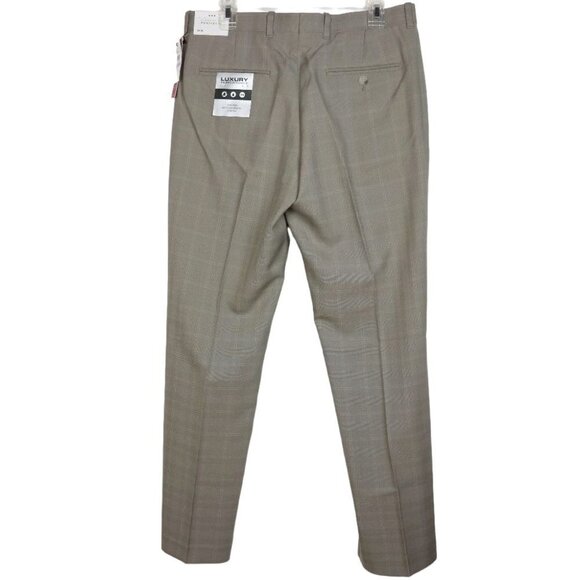 NWT Perry Ellis Plaid Check Modern Fit Straight Leg Tan Mens Pants - Picture 5 of 8